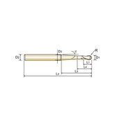 2 Flute Ball Nose with Taper Neck  Carbide X-Power Pro End Mills GM902 Series Plain Shank